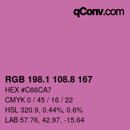 カラーコード: RGB 198.1 108.8 167 | qconv.com