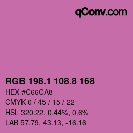 カラーコード: RGB 198.1 108.8 168 | qconv.com