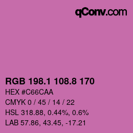 カラーコード: RGB 198.1 108.8 170 | qconv.com
