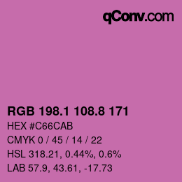 カラーコード: RGB 198.1 108.8 171 | qconv.com