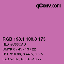 カラーコード: RGB 198.1 108.8 173 | qconv.com