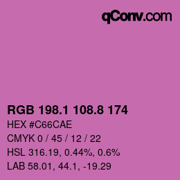 カラーコード: RGB 198.1 108.8 174 | qconv.com