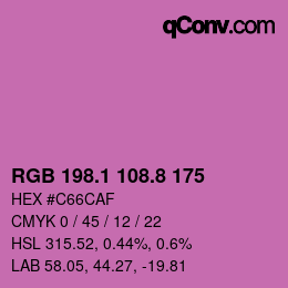 カラーコード: RGB 198.1 108.8 175 | qconv.com