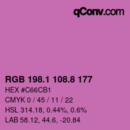 カラーコード: RGB 198.1 108.8 177 | qconv.com