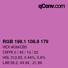 カラーコード: RGB 198.1 108.8 179 | qconv.com