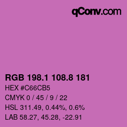 カラーコード: RGB 198.1 108.8 181 | qconv.com