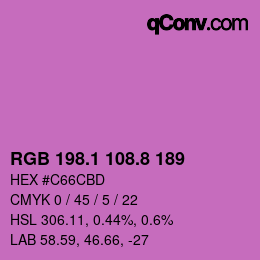 カラーコード: RGB 198.1 108.8 189 | qconv.com