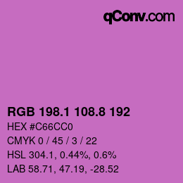 カラーコード: RGB 198.1 108.8 192 | qconv.com