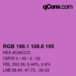カラーコード: RGB 198.1 108.8 195 | qconv.com