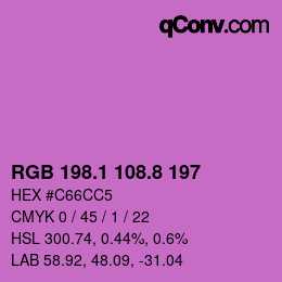 カラーコード: RGB 198.1 108.8 197 | qconv.com