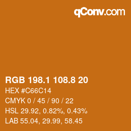 Color code: RGB 198.1 108.8 20 | qconv.com