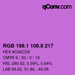 カラーコード: RGB 198.1 108.8 217 | qconv.com