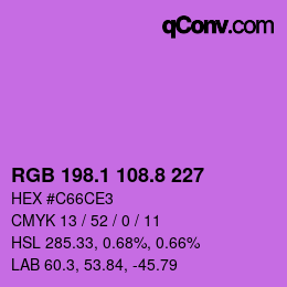 カラーコード: RGB 198.1 108.8 227 | qconv.com