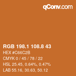 Farbcode: RGB 198.1 108.8 43 | qconv.com
