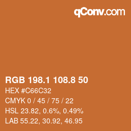 Color code: RGB 198.1 108.8 50 | qconv.com