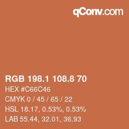 Color code: RGB 198.1 108.8 70 | qconv.com
