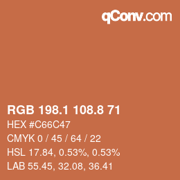 Color code: RGB 198.1 108.8 71 | qconv.com
