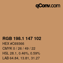 カラーコード: RGB 198.1 147 102 | qconv.com
