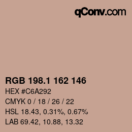カラーコード: RGB 198.1 162 146 | qconv.com