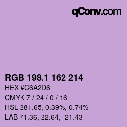 カラーコード: RGB 198.1 162 214 | qconv.com