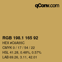 カラーコード: RGB 198.1 165 92 | qconv.com