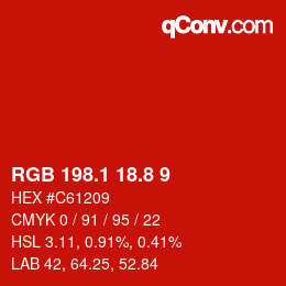Color code: RGB 198.1 18.8 9 | qconv.com