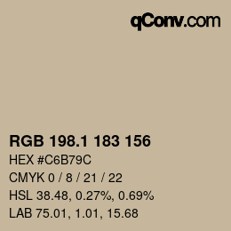 カラーコード: RGB 198.1 183 156 | qconv.com