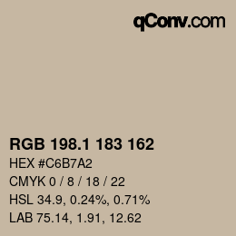 カラーコード: RGB 198.1 183 162 | qconv.com