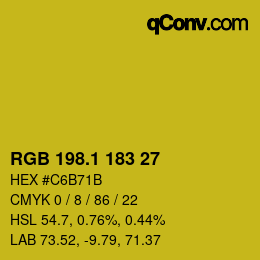 カラーコード: RGB 198.1 183 27 | qconv.com