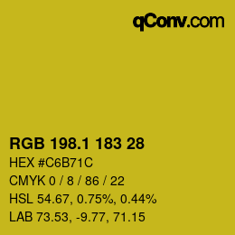 カラーコード: RGB 198.1 183 28 | qconv.com