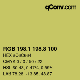 カラーコード: RGB 198.1 198.8 100 | qconv.com