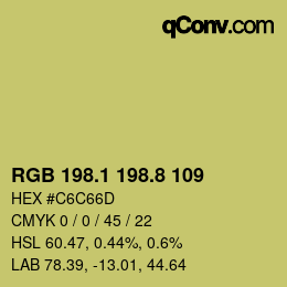 カラーコード: RGB 198.1 198.8 109 | qconv.com