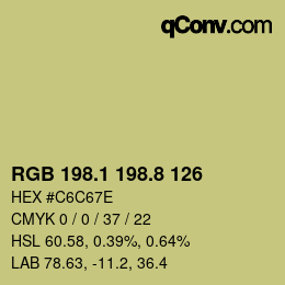 カラーコード: RGB 198.1 198.8 126 | qconv.com