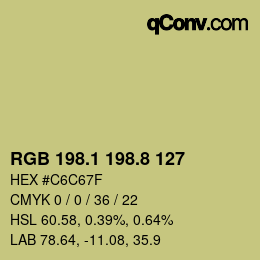 カラーコード: RGB 198.1 198.8 127 | qconv.com