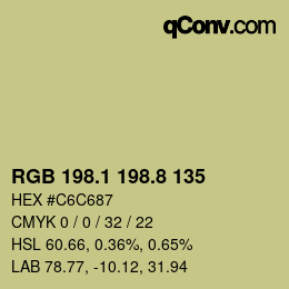 カラーコード: RGB 198.1 198.8 135 | qconv.com