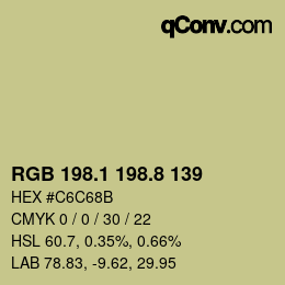 カラーコード: RGB 198.1 198.8 139 | qconv.com