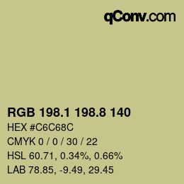 カラーコード: RGB 198.1 198.8 140 | qconv.com