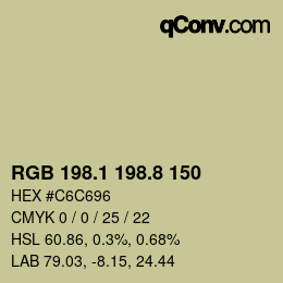 カラーコード: RGB 198.1 198.8 150 | qconv.com