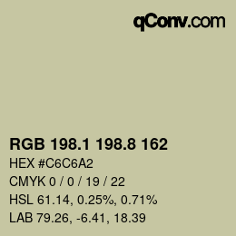 カラーコード: RGB 198.1 198.8 162 | qconv.com