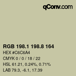 カラーコード: RGB 198.1 198.8 164 | qconv.com