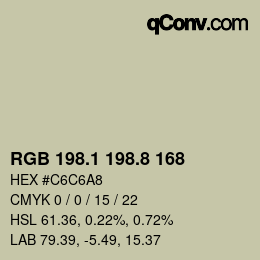 Farbcode: RGB 198.1 198.8 168 | qconv.com