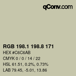 カラーコード: RGB 198.1 198.8 171 | qconv.com