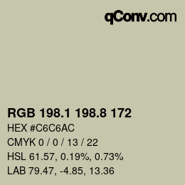 カラーコード: RGB 198.1 198.8 172 | qconv.com