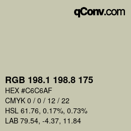 Color code: RGB 198.1 198.8 175 | qconv.com
