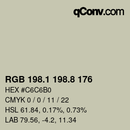 カラーコード: RGB 198.1 198.8 176 | qconv.com
