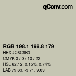 カラーコード: RGB 198.1 198.8 179 | qconv.com