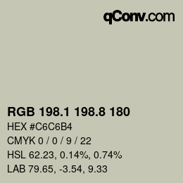 Color code: RGB 198.1 198.8 180 | qconv.com