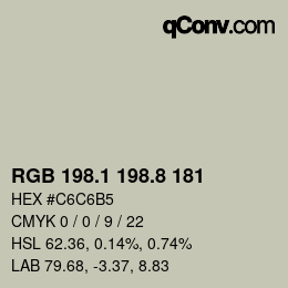 カラーコード: RGB 198.1 198.8 181 | qconv.com
