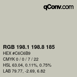 カラーコード: RGB 198.1 198.8 185 | qconv.com