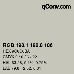 カラーコード: RGB 198.1 198.8 186 | qconv.com